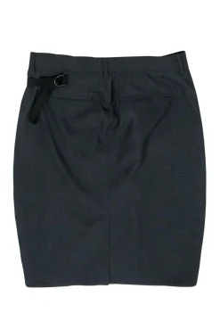 Acne - Gray Wool Pleated Skirt w/ Gathered Side Sz M