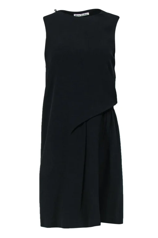 Acne Studios - Black Gathered Side Dress w/ Back Cutout Sz 4