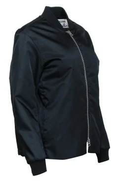Acne Studios - Black Nylon Zipper Front Bomber Jacket Sz 2