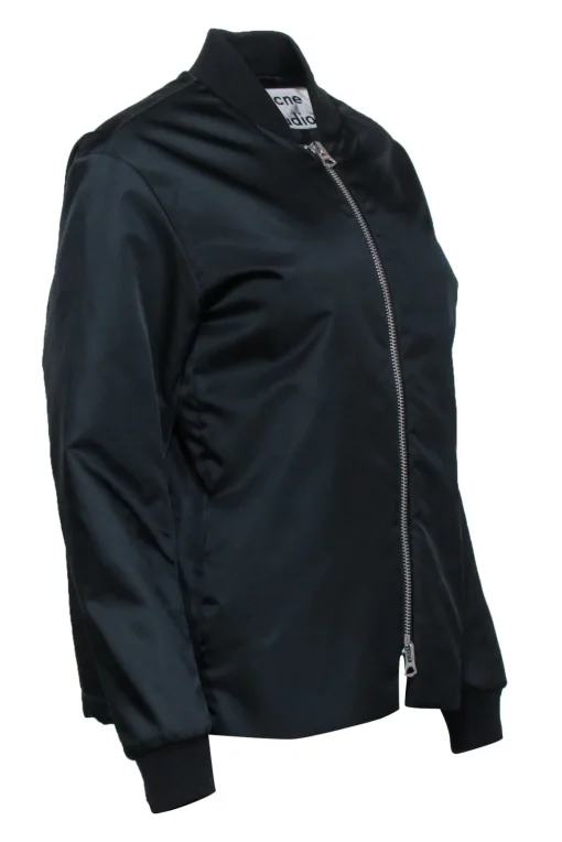 Acne Studios - Black Nylon Zipper Front Bomber Jacket Sz 2