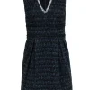 Adam Lippes - Black & Navy Tweed V-Neck Sheath Dress Sz 2