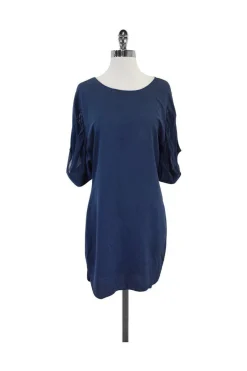 Adam Lippes - Blue Chiffon Short Sleeve Shift Dress Sz 6