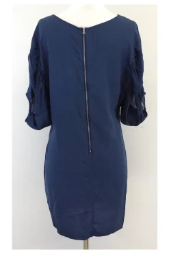 Adam Lippes - Blue Chiffon Short Sleeve Shift Dress Sz 6
