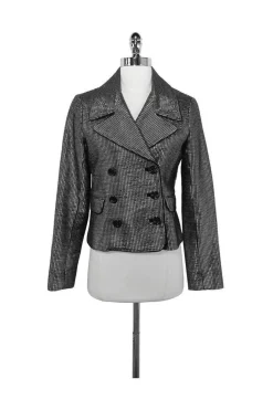 Adam Lippes - Shiny Silver Embellished Blazer Sz S