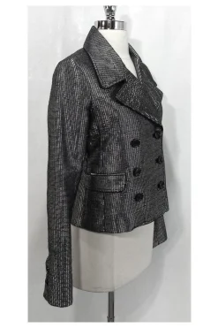 Adam Lippes - Shiny Silver Embellished Blazer Sz S