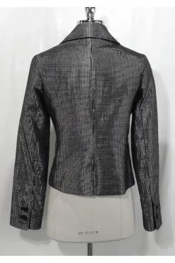 Adam Lippes - Shiny Silver Embellished Blazer Sz S