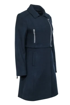 Adolfo Dominguez - Navy Moto Zip Detail Coat Sz 4