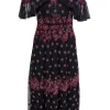 Adrianna Papell - Black Gown w/ Red Beading & Sequins Sz 4