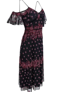 Adrianna Papell - Black Gown w/ Red Beading & Sequins Sz 4