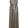 Adrianna Papell - Champagne Gold Beaded & Sequin Formal Dress Sz 4