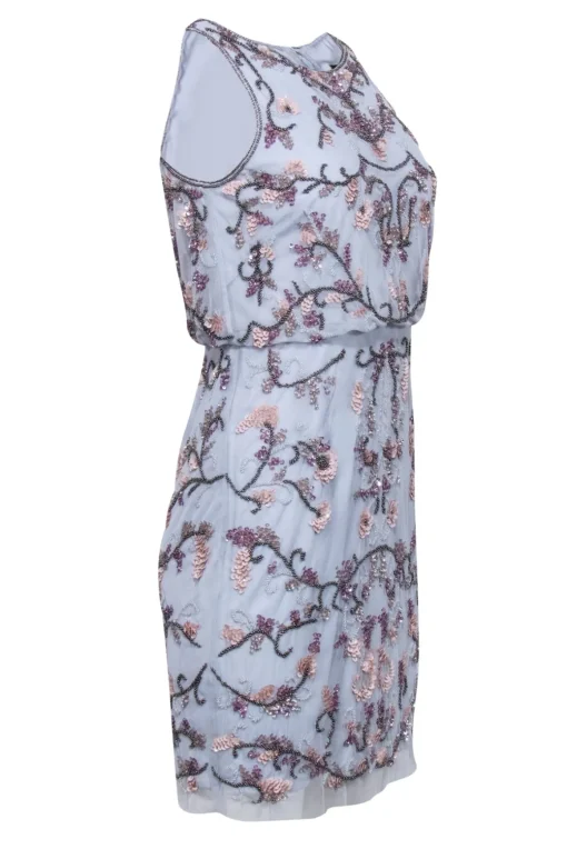 Adrianna Papell - Light Blue Beaded Sleeveless Dress Sz 12P