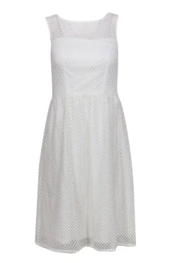 Adrianna Papell - White Embroidered Textured Overlay Dress Sz 4