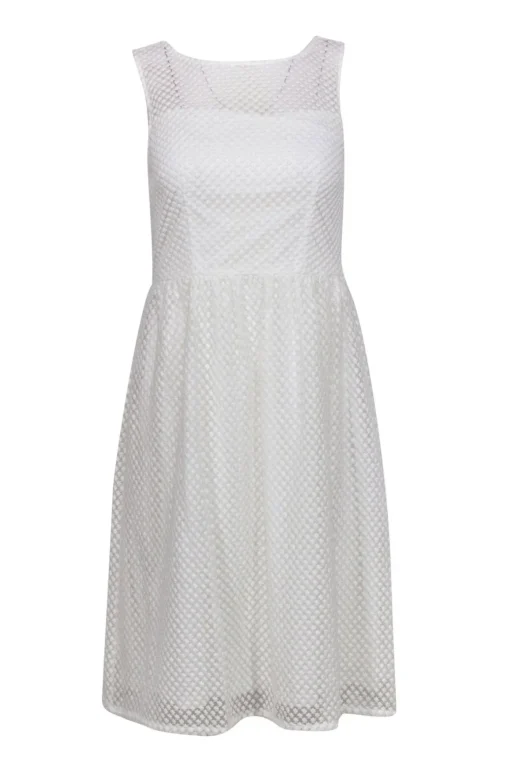 Adrianna Papell - White Embroidered Textured Overlay Dress Sz 4