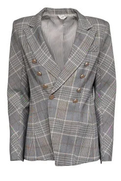 Adroit - Grey & Cream Plaid Double Breasted Blazer Sz 2