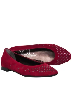 AGL - Dark Red Suede Flats w/ Grommets Sz 8