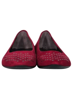 AGL - Dark Red Suede Flats w/ Grommets Sz 8