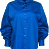 Agnona - Bright Cerulean Blue Collared Cotton Blouse Sz 10