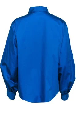 Agnona - Bright Cerulean Blue Collared Cotton Blouse Sz 10