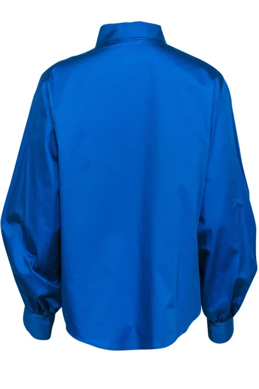 Agnona - Bright Cerulean Blue Collared Cotton Blouse Sz 10