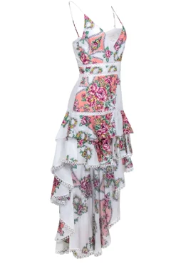 Aijek - White & Multi Color Floral Print Dress Sz 2