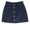 Aje - Navy Suede Miniskirt w/ Gold Buttons Sz 8