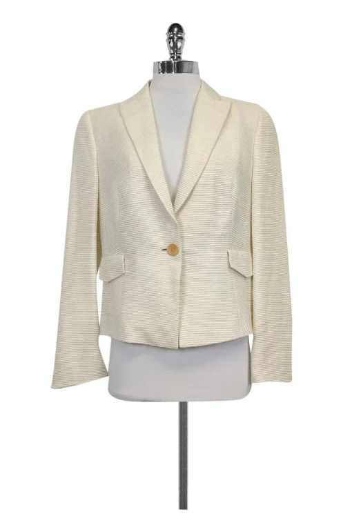 Akris - Cream Ribbed Blazer Sz 10