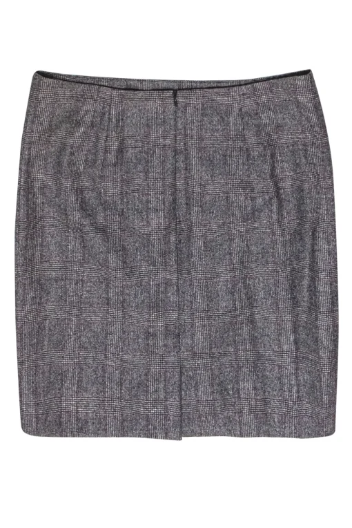Akris - Grey, Black & Purple Glen Plaid Pencil Skirt Sz 12