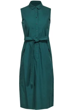 Akris - Hunter Green Sleeveless Snap Front Shirtdress w/ Belt Sz 4