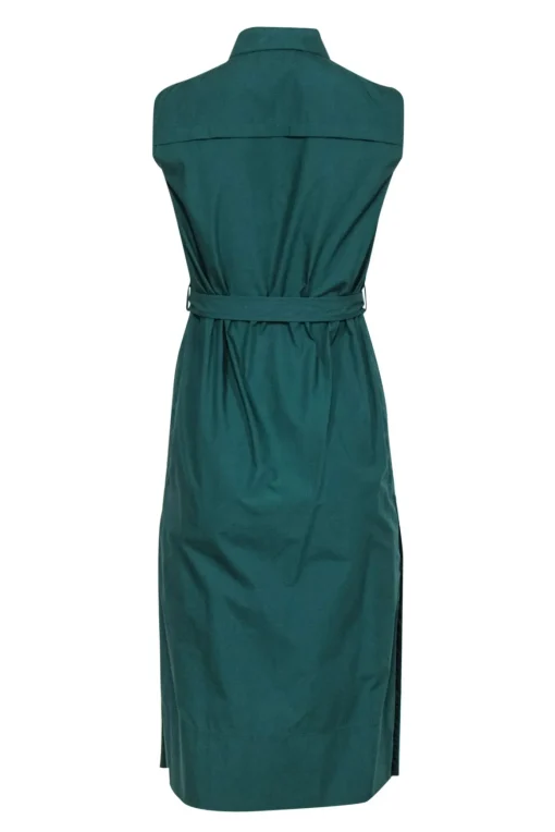 Akris - Hunter Green Sleeveless Snap Front Shirtdress w/ Belt Sz 4