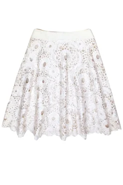 Akris - Ivory Eyelet Lace A-Line Skirt Sz 8