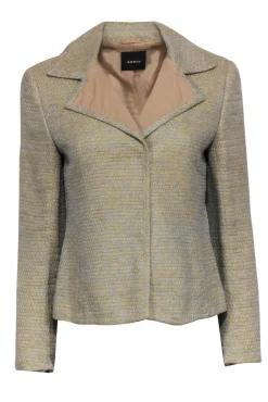 Akris - Light Blue & Beige Tweed Button-Up Blazer Sz M