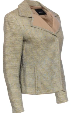 Akris - Light Blue & Beige Tweed Button-Up Blazer Sz M