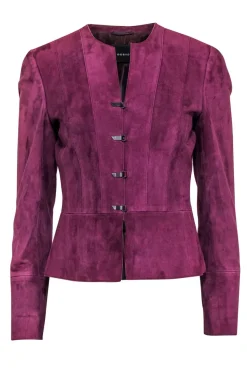 Akris - Plum Suede Latch Closure Jacket Sz 6