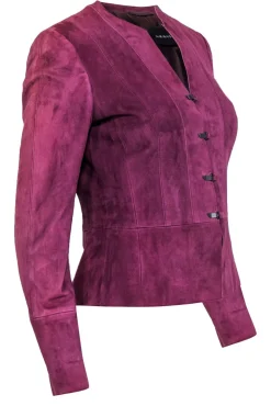 Akris - Plum Suede Latch Closure Jacket Sz 6