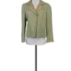Akris - Tan & Cornflower Woven Suit Blazer Sz L