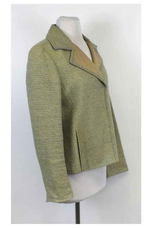 Akris - Tan & Cornflower Woven Suit Blazer Sz L