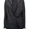 Akris Punto - Black & Silver Tweed Fringe Trim Blazer Sz 14