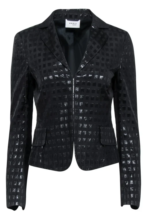 Akris Punto - Black Metallic Printed Open Blazer Sz 6