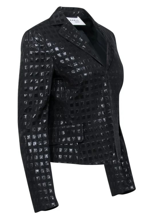 Akris Punto - Black Metallic Printed Open Blazer Sz 6