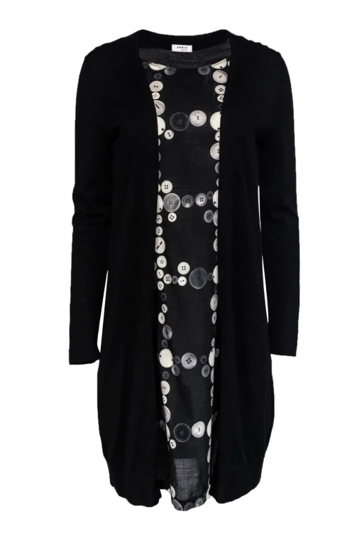 Akris Punto - Faux Cardigan Look Dress w/ Button Print Sz 8