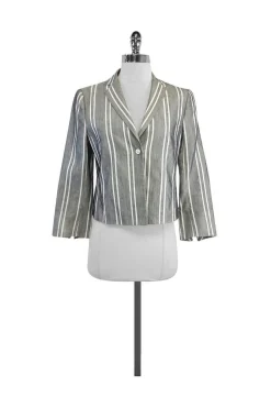 Akris Punto - Grey & White Striped Blazer Sz 6
