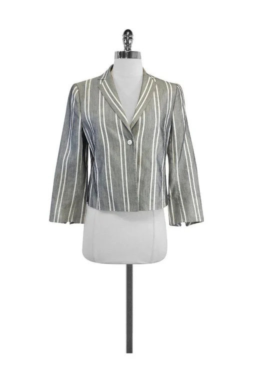 Akris Punto - Grey & White Striped Blazer Sz 6