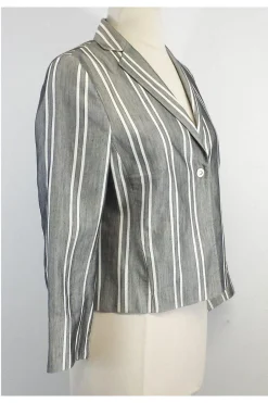 Akris Punto - Grey & White Striped Blazer Sz 6