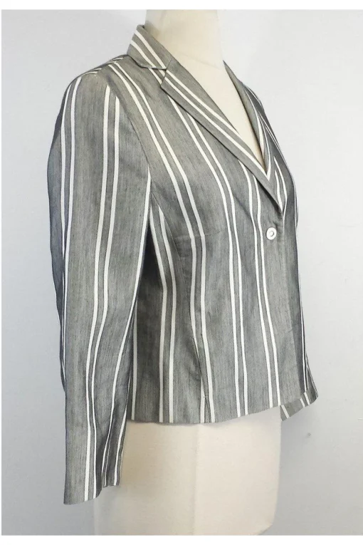 Akris Punto - Grey & White Striped Blazer Sz 6