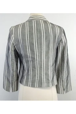 Akris Punto - Grey & White Striped Blazer Sz 6