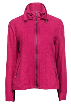 Akris Punto - Hot Pink Linen Zip-Up Jacket Sz S