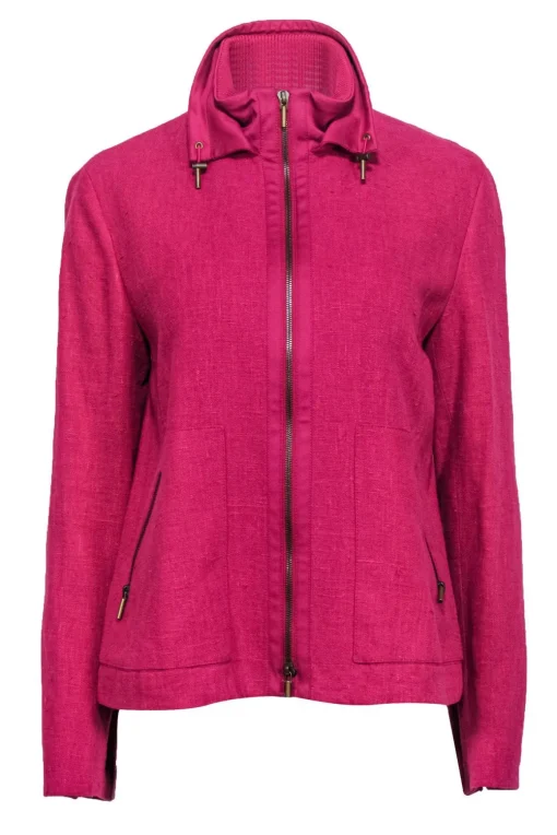 Akris Punto - Hot Pink Linen Zip-Up Jacket Sz S