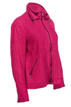 Akris Punto - Hot Pink Linen Zip-Up Jacket Sz S