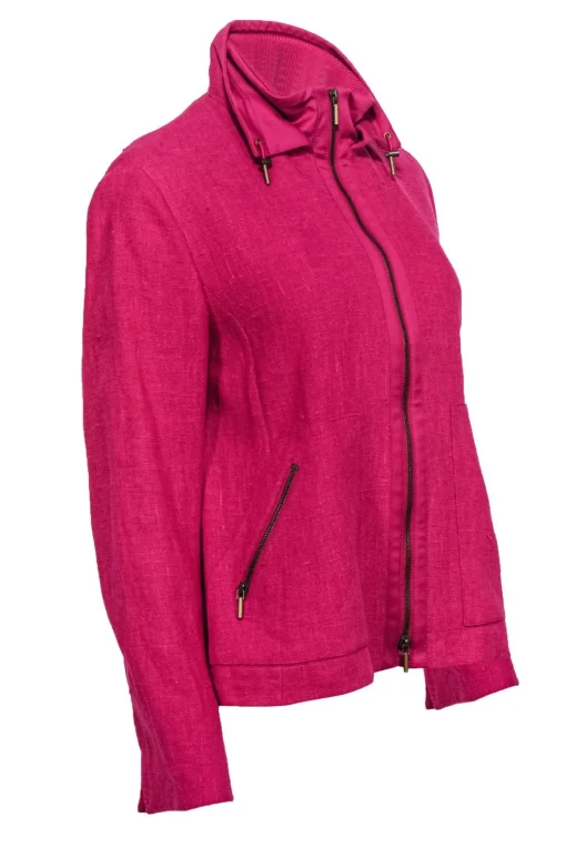 Akris Punto - Hot Pink Linen Zip-Up Jacket Sz S