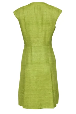 Akris Punto - Lime Green A-Line Silk Zip-Up Dress Sz 8
